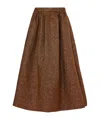 Dries Van Noten Flared High-waisted Skirt Metallic Sheen In Brown
