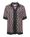 Dries Van Noten Geometric Patterned Short Sleeve Shirt With Pocket In Black
