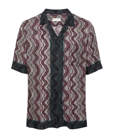 Dries Van Noten Layered Wave-print Contrasting-trim Shirt In Multi