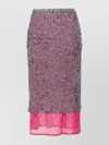 Dries Van Noten Abstract Layered Midi Skirt Turtleneck In Pink