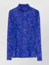 Dries Van Noten Abstract Pattern Long Sleeve Turtleneck Knitwear In Blue