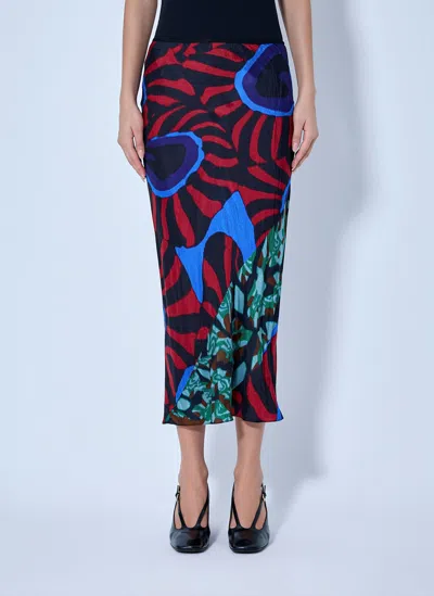 Dries Van Noten Abstract Pattern Midi Skirt In Red