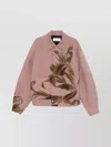Dries Van Noten Abstract Print Collared Jacket Front Pockets In Pink
