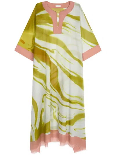 Dries Van Noten Abstract-print Cotton Midi Dress In Green