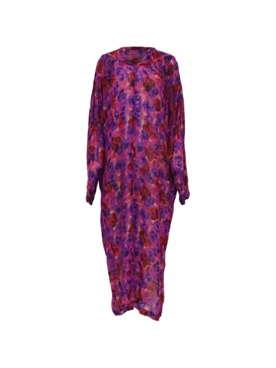 Pre-owned Dries Van Noten Abstract-print Maxi Dress In Purple