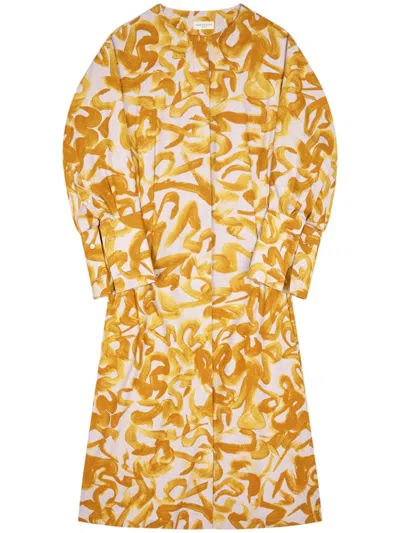 Dries Van Noten Abstract Print Pattern Dress In Orange