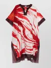Dries Van Noten Abstract Print Short Sleeve Dress In Multi