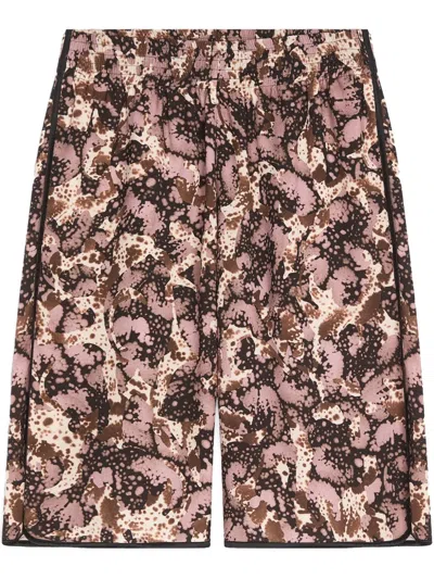 Dries Van Noten Abstract-print Shorts In Brown