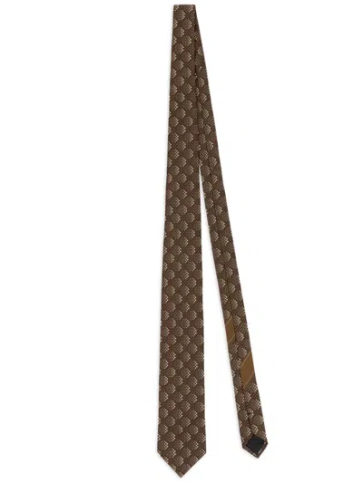 Dries Van Noten Abstract-print Silk Tie In Brown