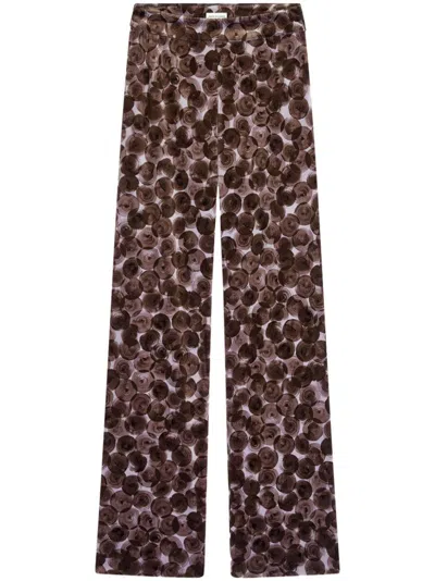 Dries Van Noten Abstract Print Trousers In Brown