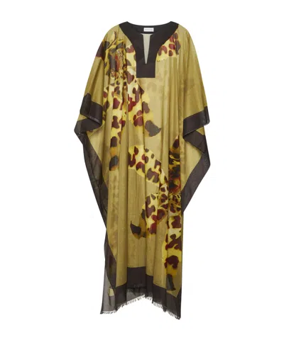 DRIES VAN NOTEN DRIES VAN NOTEN ABSTRACT-PRINT V-NECK MIDI DRESS