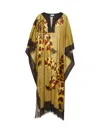 Dries Van Noten Abstract-print V-neck Midi Dress In Green/brown