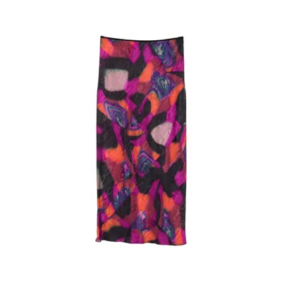 Dries Van Noten Abstract Print Viscose Skirt In Purple