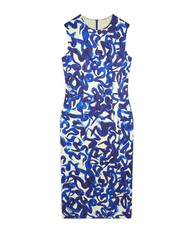 Dries Van Noten Abstract Printed Mid-length Dress In Blue