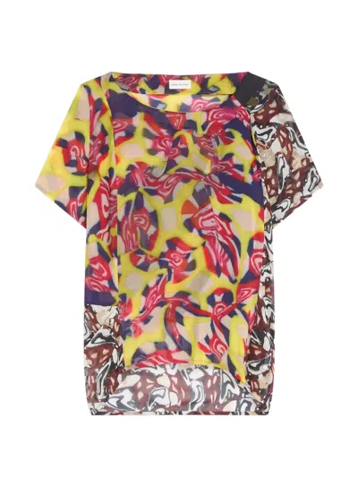 Dries Van Noten Abstract-print Draped Top In Multi