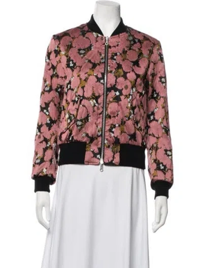 Pre-owned Dries Van Noten Acetate Colorblock Pattern Bomber Jacket In Pink