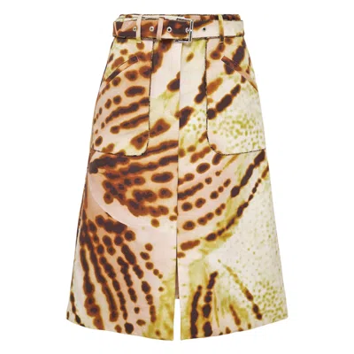 Dries Van Noten A-line Knee Length Belted Skirt In Multi