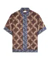 Dries Van Noten Panelled Geometric Pattern Short Sleeve Shirt In Brown