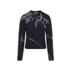 Dries Van Noten Mouche Crew Neck Knite With Motif Knitwear Blue In Blue