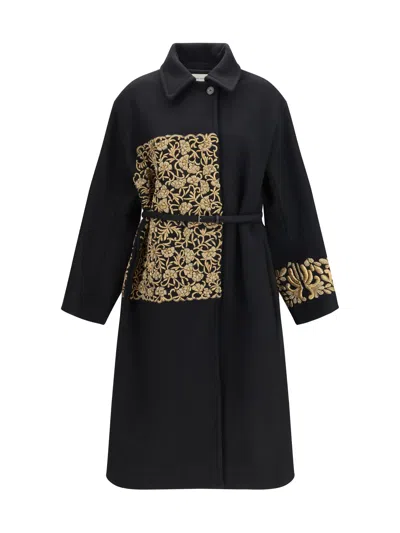 Dries Van Noten Alpaca And Wool Coat With Embroidery In Multi