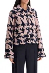 Dries Van Noten Tesnim Wool Knit Houndstooth Cardigan In Blue