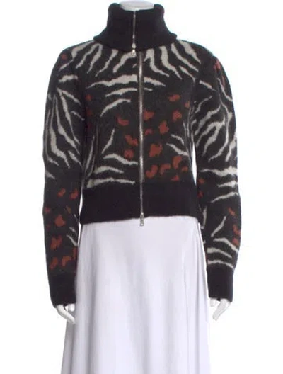 Pre-owned Dries Van Noten Alpaca Animal Print Sweater In Black