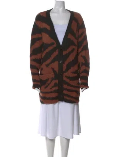 Pre-owned Dries Van Noten Alpaca Animal Print Sweater In Black