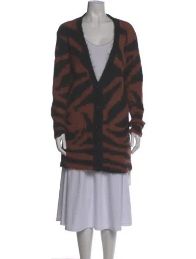 Pre-owned Dries Van Noten Alpaca Animal Print Sweater In Brown