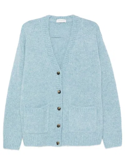 Dries Van Noten Alpaca Blend Cardigan With V-neck In Blue