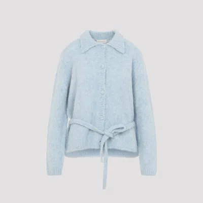 Dries Van Noten Toco Brushed Alpaca Cardigan In Blue