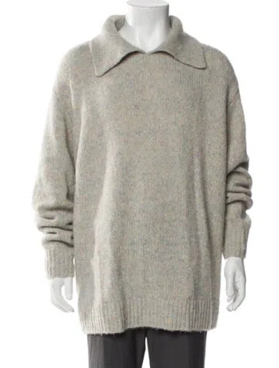 Pre-owned Dries Van Noten Alpaca Collar Polo Sweater In Neutral