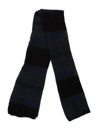 Pre-owned Dries Van Noten Alpaca Colorblock Pattern Scarf In Blue