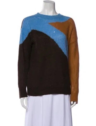 Pre-owned Dries Van Noten Alpaca Colorblock Pattern Sweater In Brown
