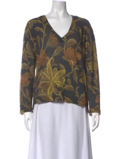 Pre-owned Dries Van Noten Alpaca Floral Print Sweater In Black
