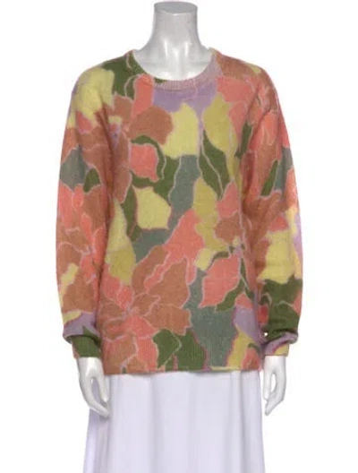 Pre-owned Dries Van Noten Alpaca Floral Print Sweater In Multi