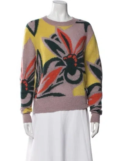 Pre-owned Dries Van Noten Alpaca Floral Print Sweater In Multi
