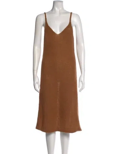 Pre-owned Dries Van Noten Alpaca Midi Length Dress In Orange