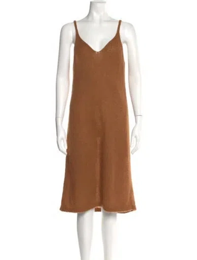 Pre-owned Dries Van Noten Alpaca Midi Length Dress In Orange