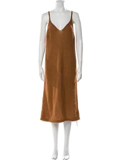 Pre-owned Dries Van Noten Alpaca Midi Length Dress W/ Tags In Brown