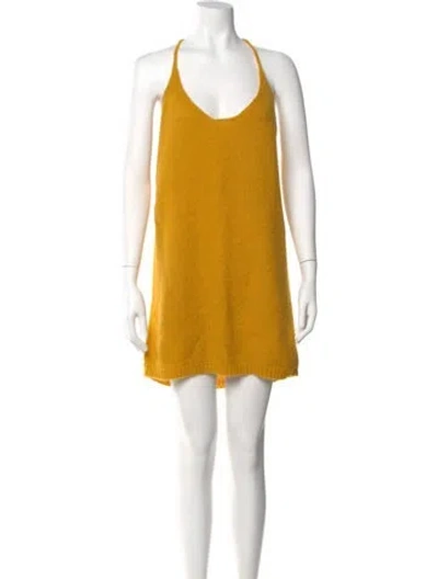 Pre-owned Dries Van Noten Alpaca Mini Dress In Yellow