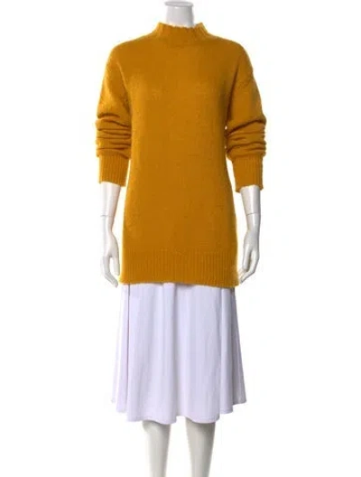 Pre-owned Dries Van Noten Alpaca Mock Neck Sweater In Yellow