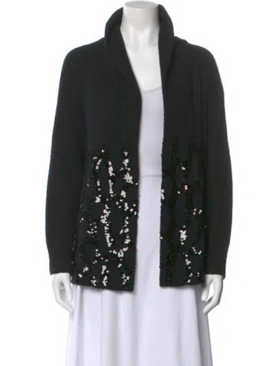 Pre-owned Dries Van Noten Alpaca Open Front Sweater In Black