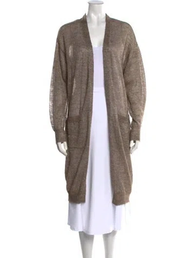 Pre-owned Dries Van Noten Alpaca Open Front Sweater In Brown