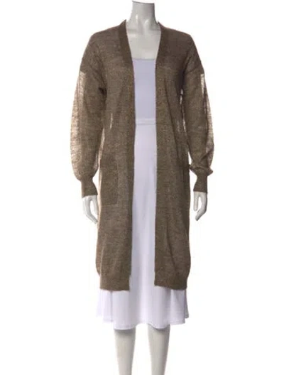 Pre-owned Dries Van Noten Alpaca Open Front Sweater In Neutrals