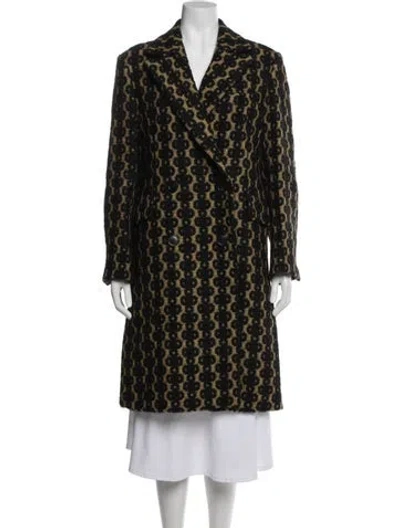 Pre-owned Dries Van Noten Alpaca Patterned Coat In Yellow