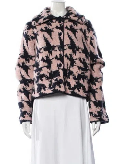 Pre-owned Dries Van Noten Alpaca Patterned Jacket In Pink