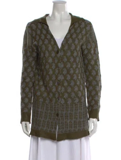 Pre-owned Dries Van Noten Alpaca Patterned Sweater In Green