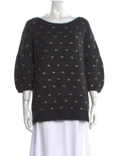 Pre-owned Dries Van Noten Alpaca Patterned Sweater In Grey