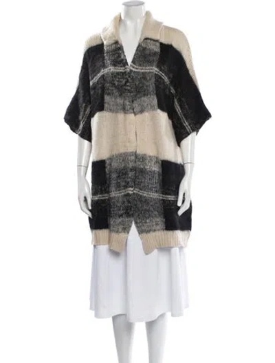 Pre-owned Dries Van Noten Alpaca Plaid Print Sweater In Neutrals