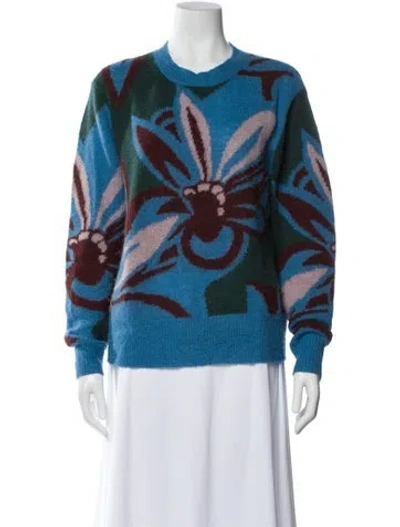 Pre-owned Dries Van Noten Alpaca Printed Sweater In Blue